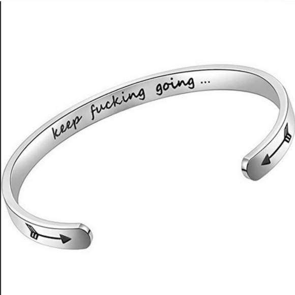 Stainless Keep F$#ing going Inspirational Bracelet - Picture 4 of 5